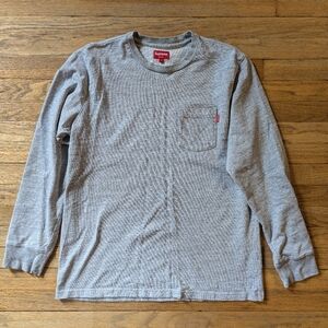 Supreme LS T-shirt Pocket Tee Size Large Grey